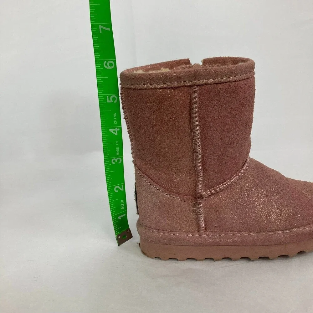 Bearpaw Boots Toddler Girls Sz 7 Light Pink Suede Leather Shearling‎ Pull On